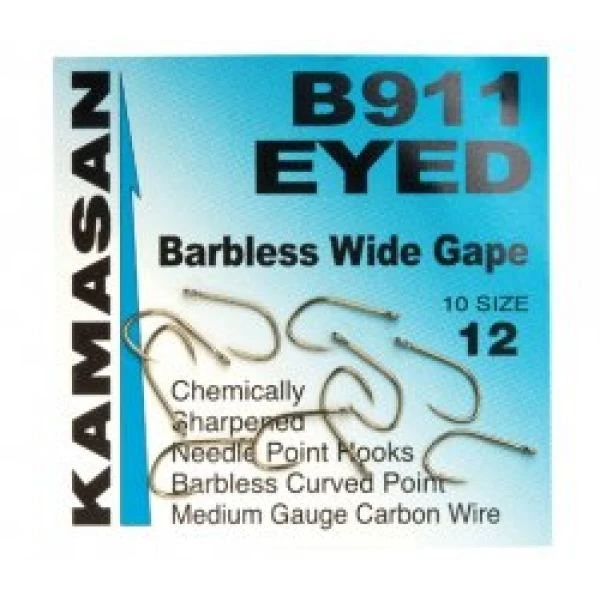 Kamasan B911 Barbless Eyed Hooks - 10 3 Kamasan B911 Barbless Eyed Hooks - 10