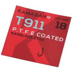 Kamasan T911 Eyed Barbless PTFE Hooks - 10