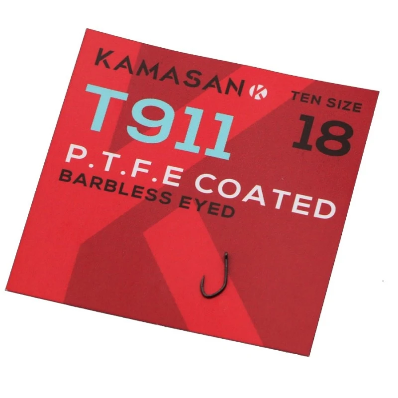 Kamasan T911 Eyed Barbless PTFE Hooks - 10 3 Kamasan T911 Eyed Barbless PTFE Hooks - 10